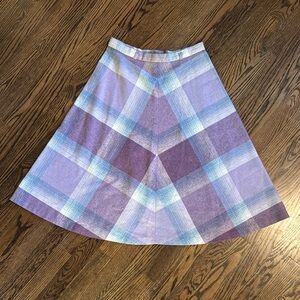 Vintage JCPENNEY Plaid A-Line Skirt in Purple and Blue and Cream